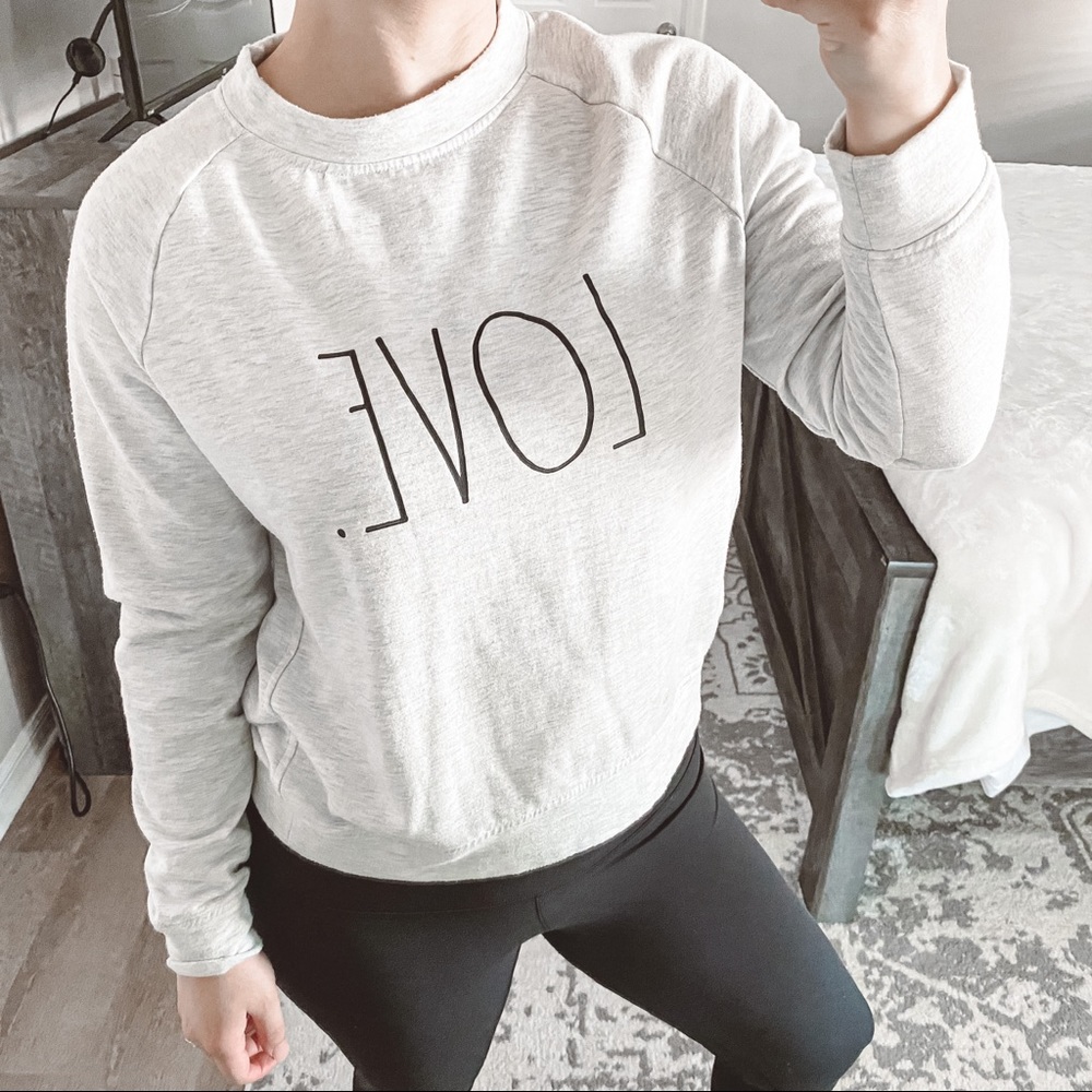 🌟 Rae Dunn Love Sweatshirt Light Heathered Gray Fleece Lined X Small